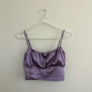 Purple Satin Crop Top